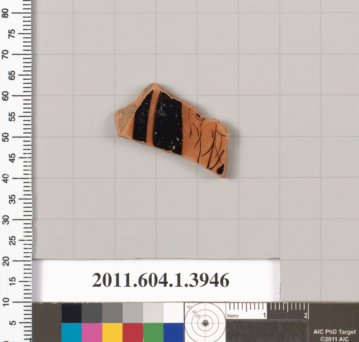 Terracotta fragment of a kylix (drinking cup), Terracotta, Greek, Attic