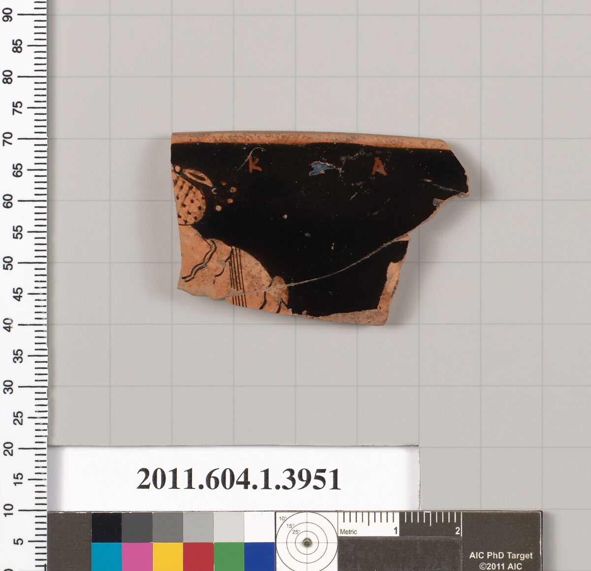 Terracotta rim fragment of a kylix (drinking cup), Terracotta, Greek, Attic