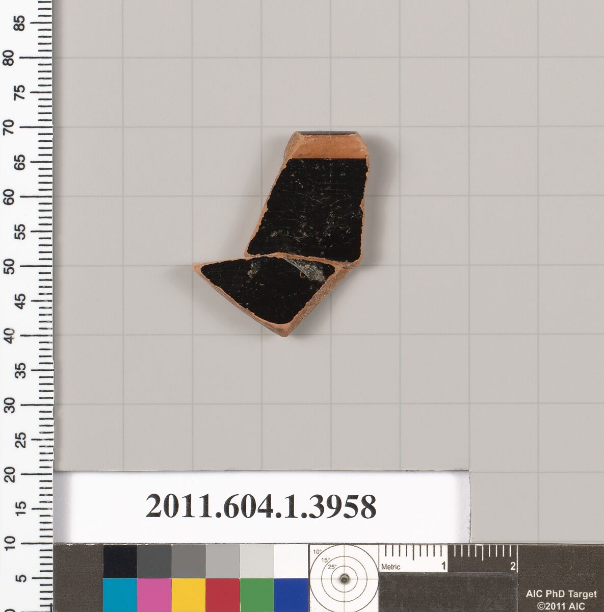 Terracotta rim fragment of a kylix (drinking cup), Terracotta, Greek, Attic