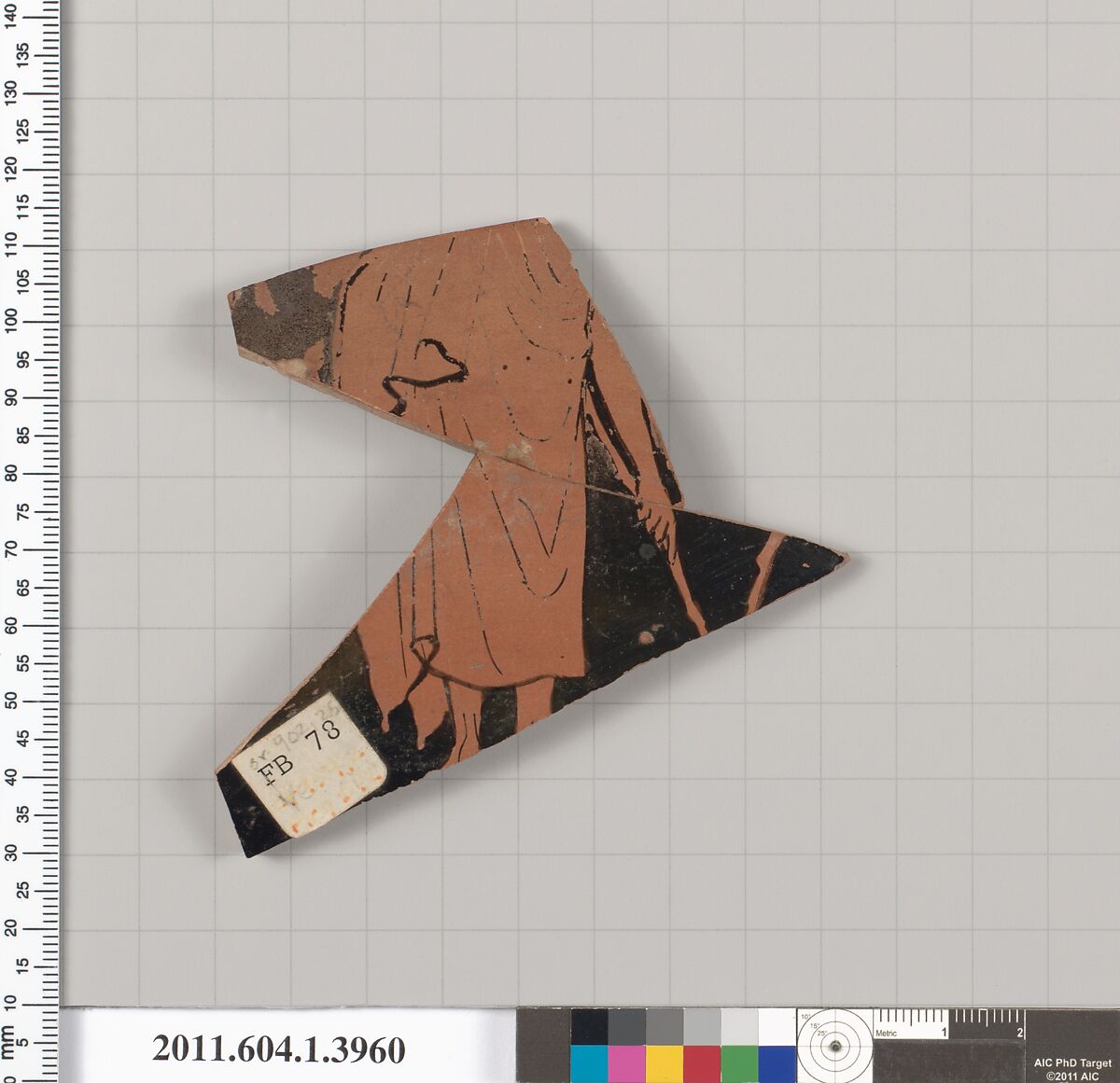 Terracotta fragment of a kylix (drinking cup), Terracotta, Greek, Attic