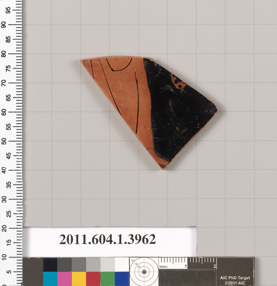 Terracotta fragment of a kylix (drinking cup), Terracotta, Greek, Attic