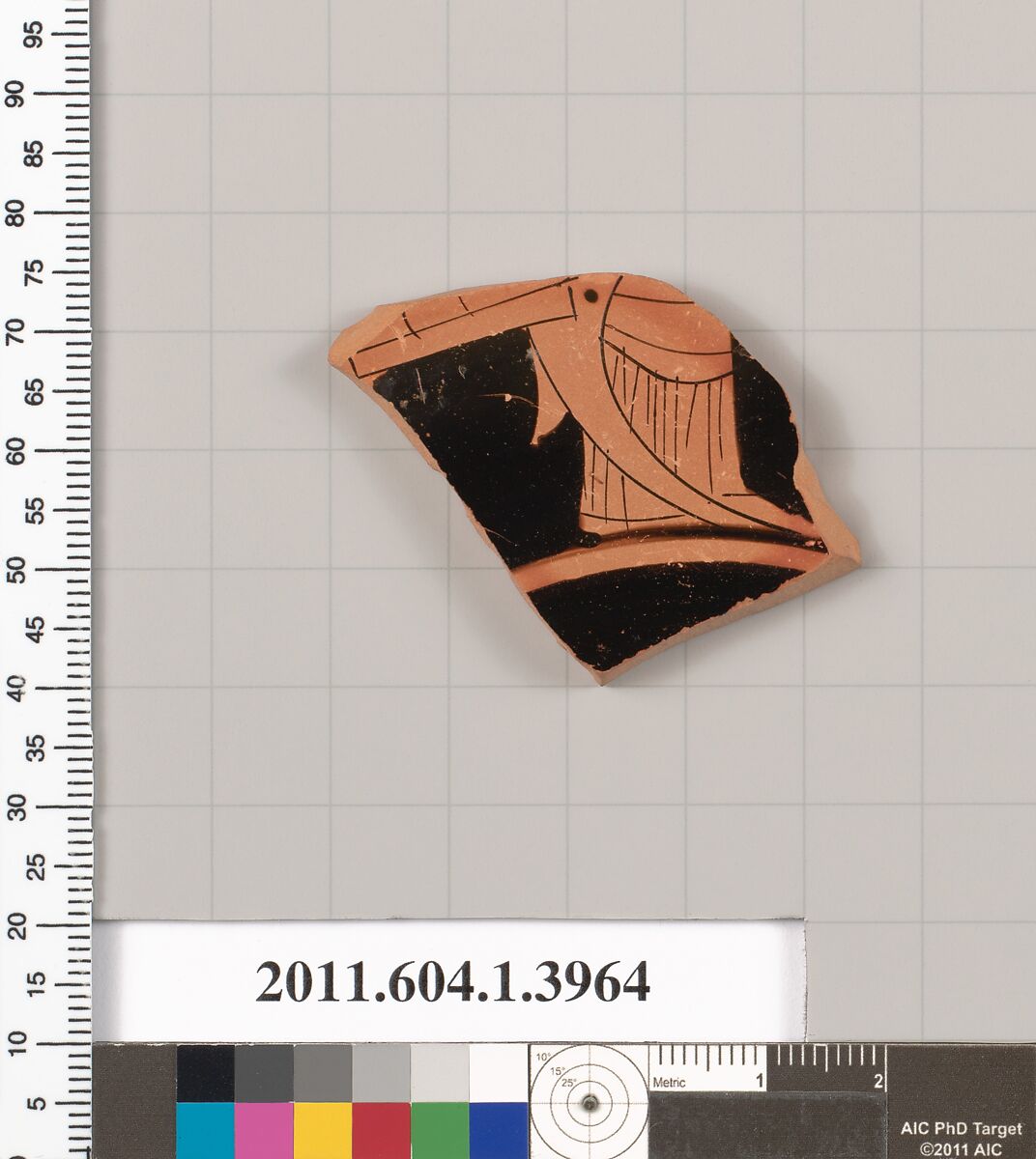 Terracotta fragment of a kylix (drinking cup), Terracotta, Greek, Attic