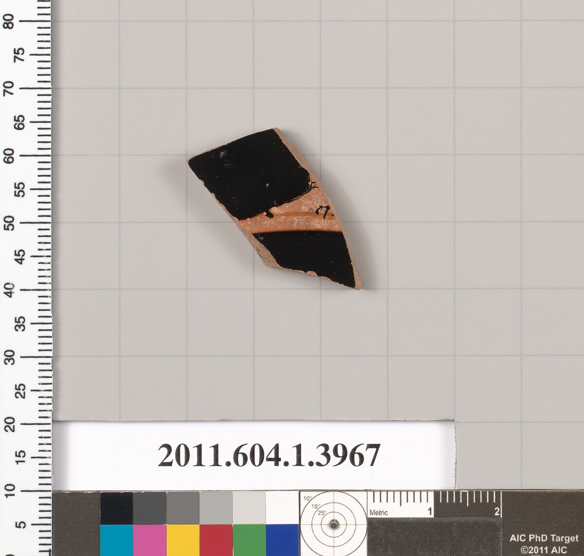 Terracotta fragment of a kylix (drinking cup), Terracotta, Greek, Attic