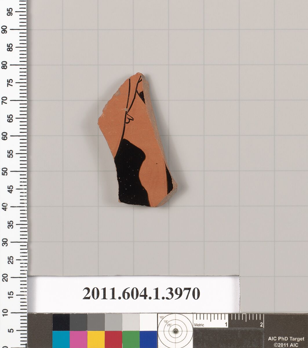 Terracotta fragment of a kylix (drinking cup), Terracotta, Greek, Attic