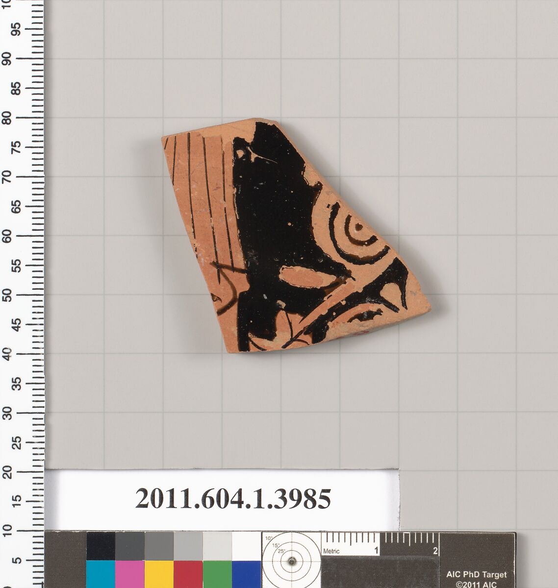 Terracotta fragment of a kylix (drinking cup), Terracotta, Greek, Attic