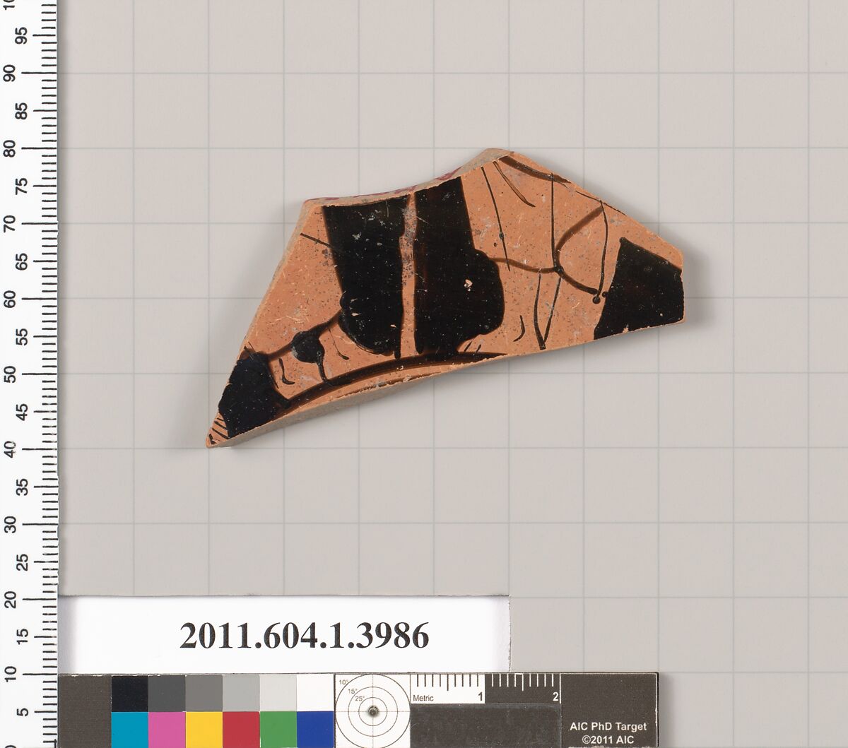 Terracotta fragment of a kylix (drinking cup), Terracotta, Greek, Attic
