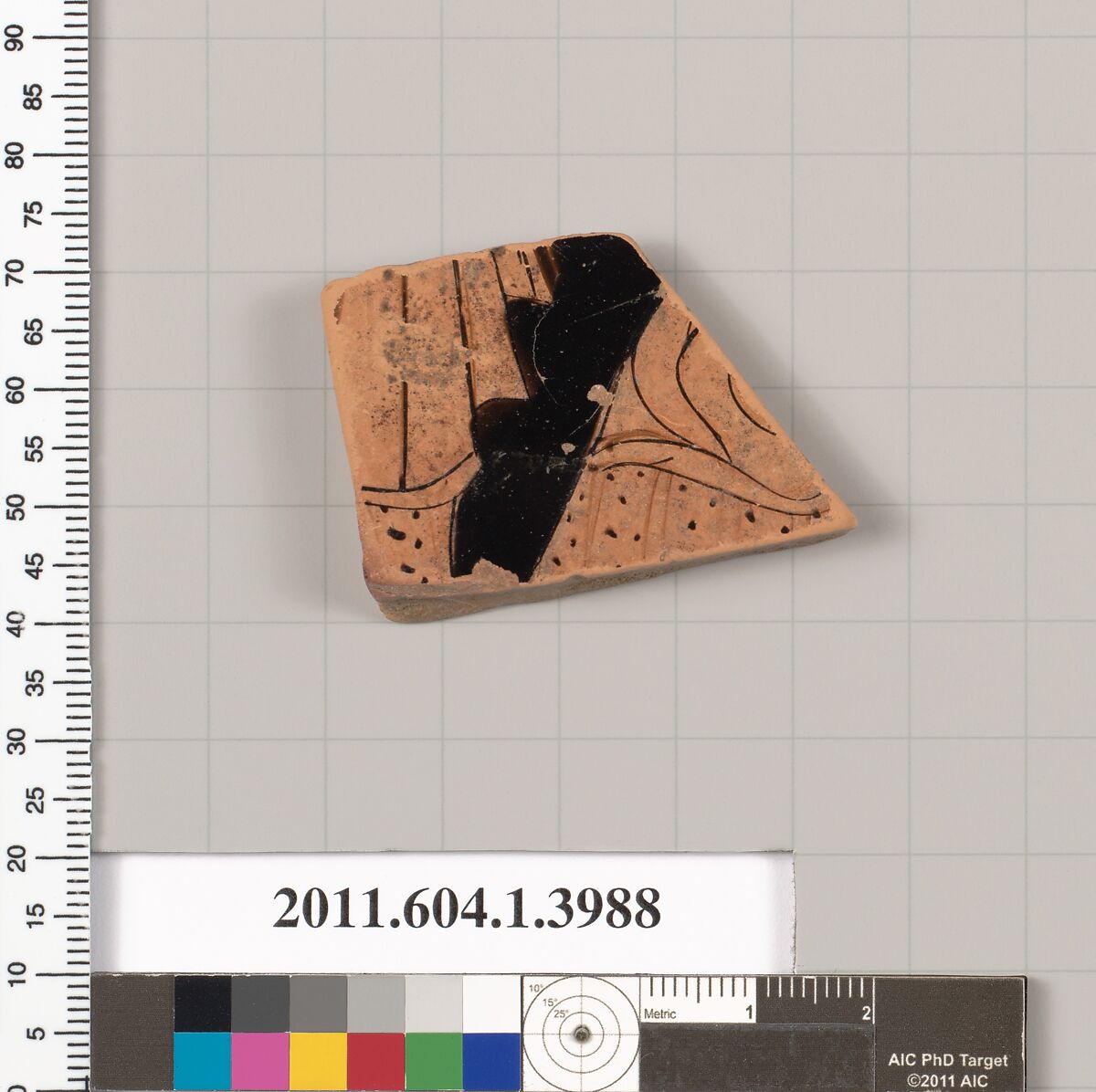 Terracotta fragment of a kylix (drinking cup), Terracotta, Greek, Attic