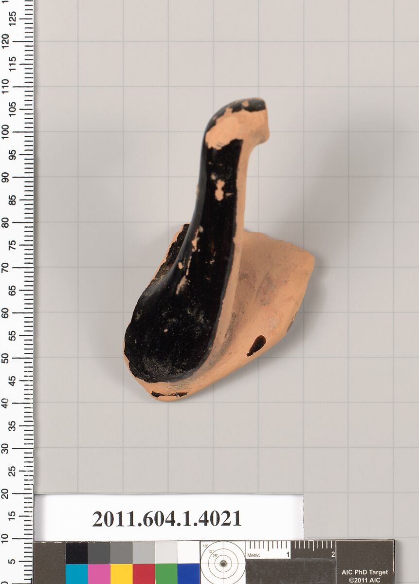 Terracotta rim fragment of a kylix (drinking cup), Terracotta, Greek, Attic