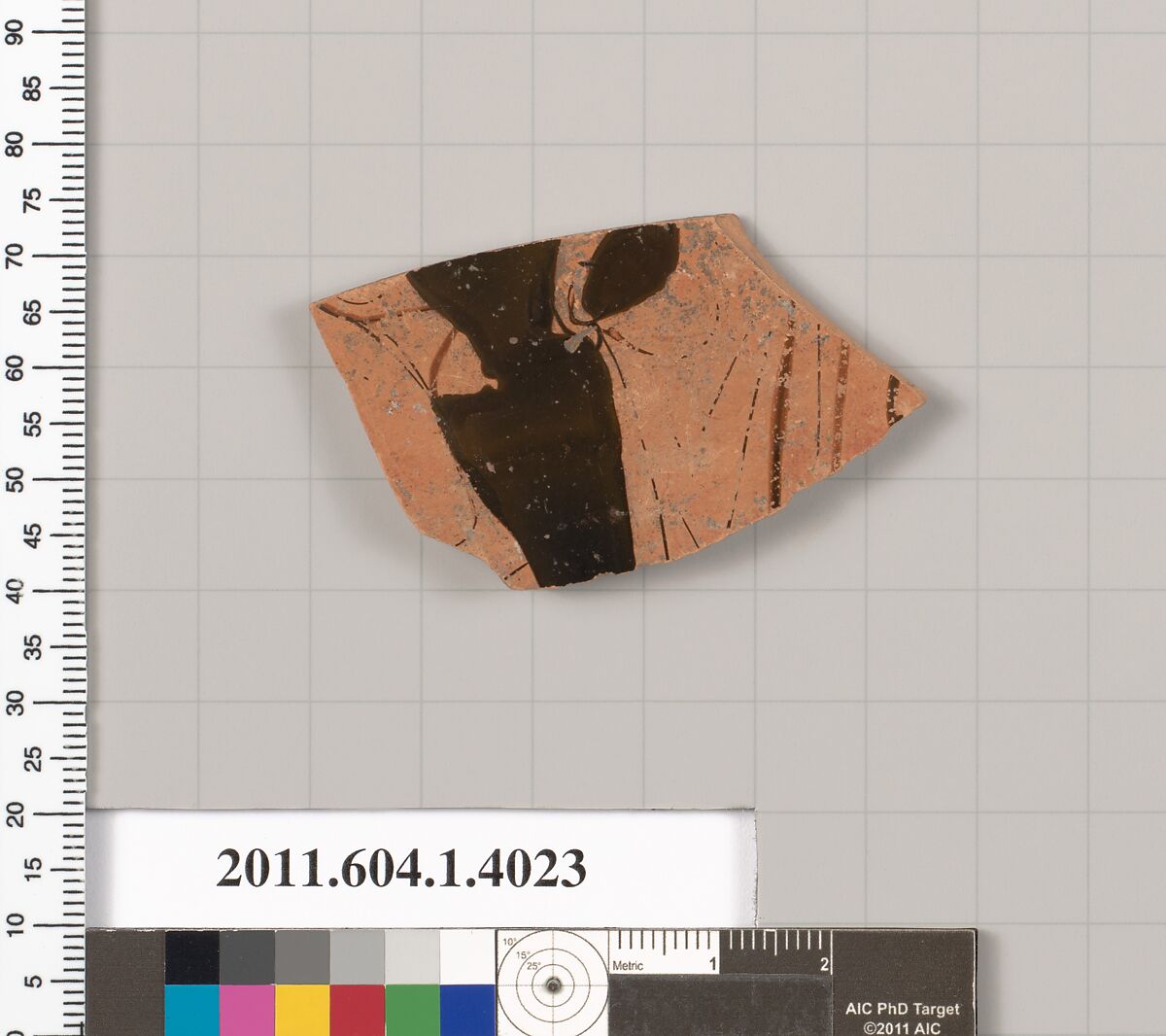 Terracotta fragment of a kylix (drinking cup), Terracotta, Greek, Attic