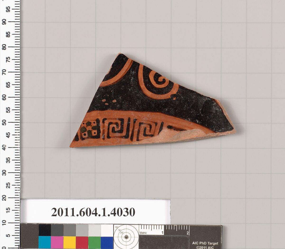 Terracotta fragment of a kylix (drinking cup), Terracotta, Greek, Attic