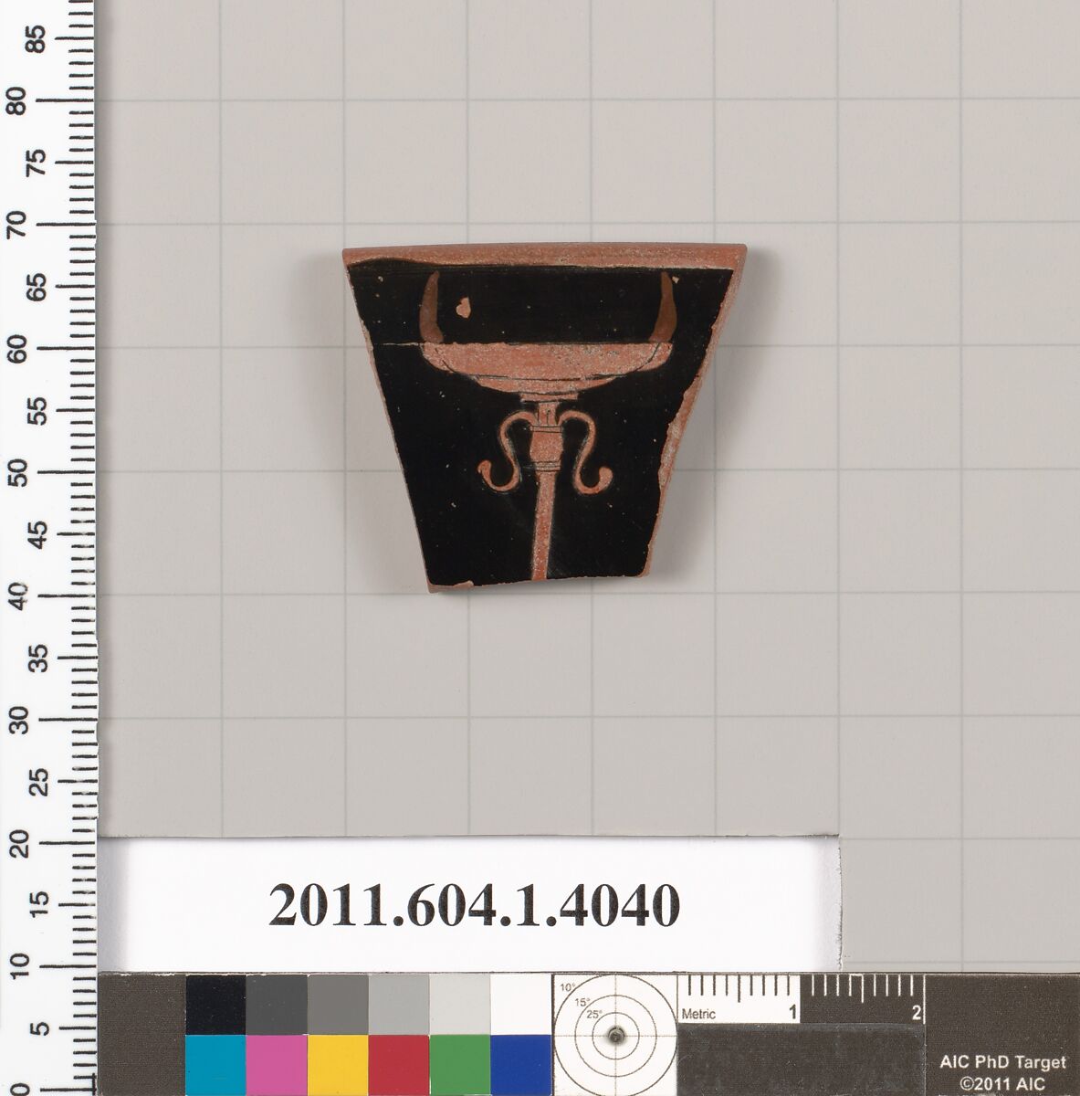 Terracotta fragment of a kylix (drinking cup), Terracotta, Greek, Attic