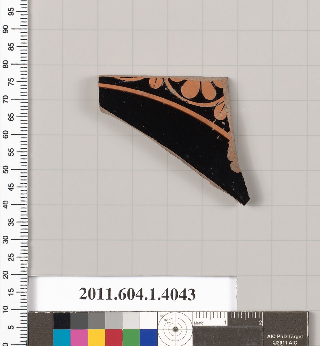 Terracotta fragment of a kylix (drinking cup), Terracotta, Greek, Attic