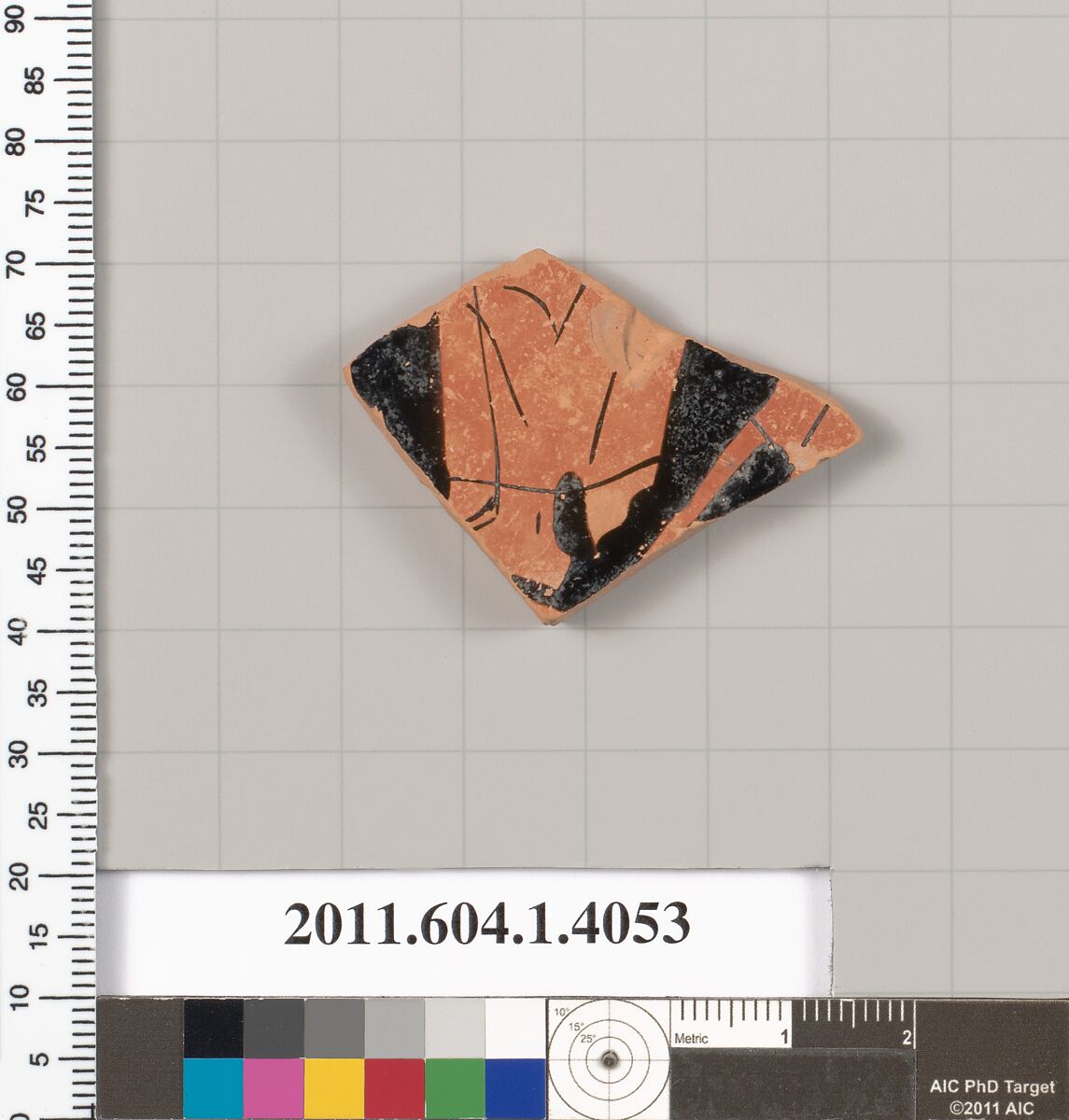 Terracotta fragment of a kylix (drinking cup), Terracotta, Greek, Attic