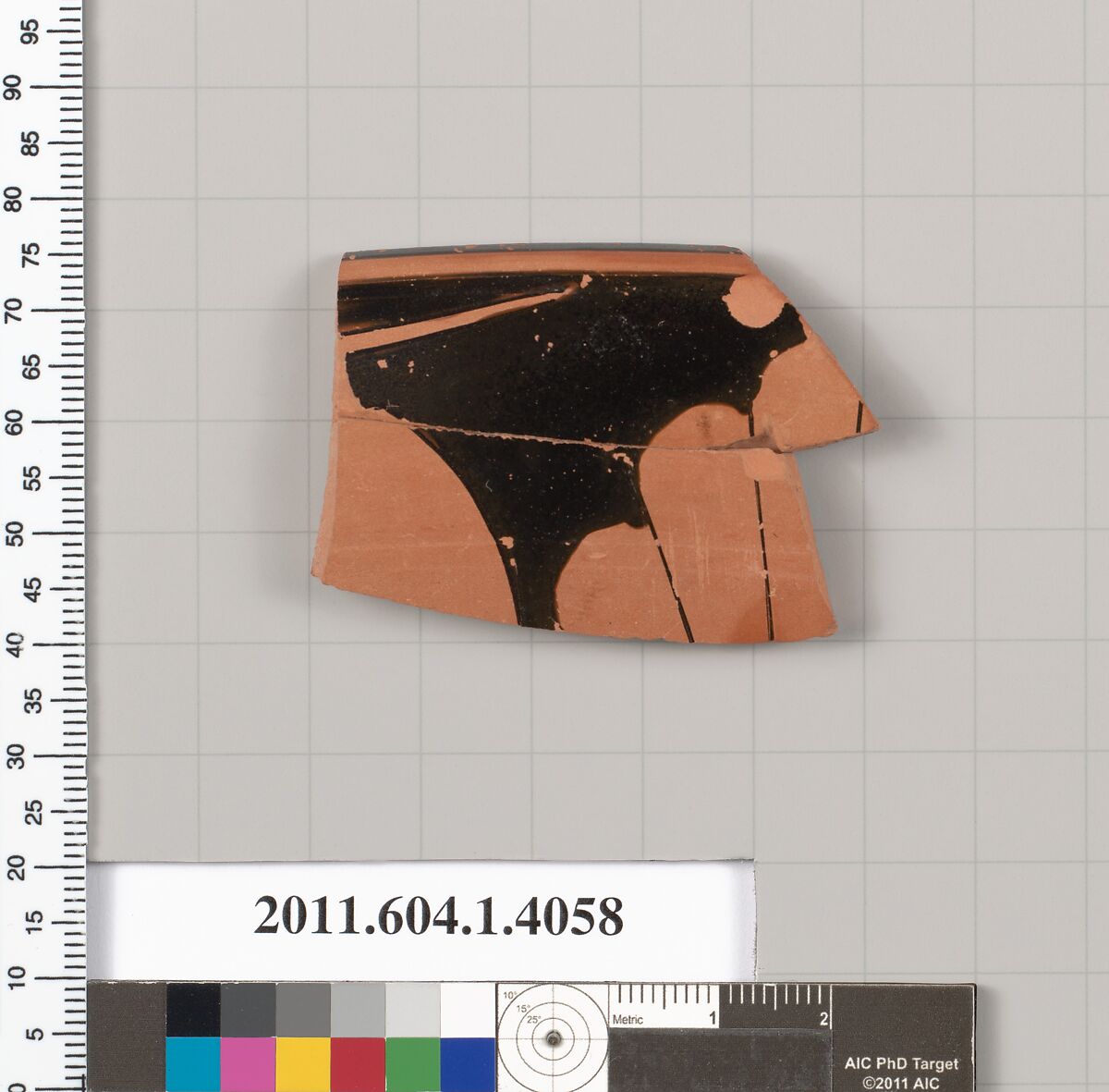 Terracotta rim fragment of a kylix (drinking cup), Terracotta, Greek, Attic 