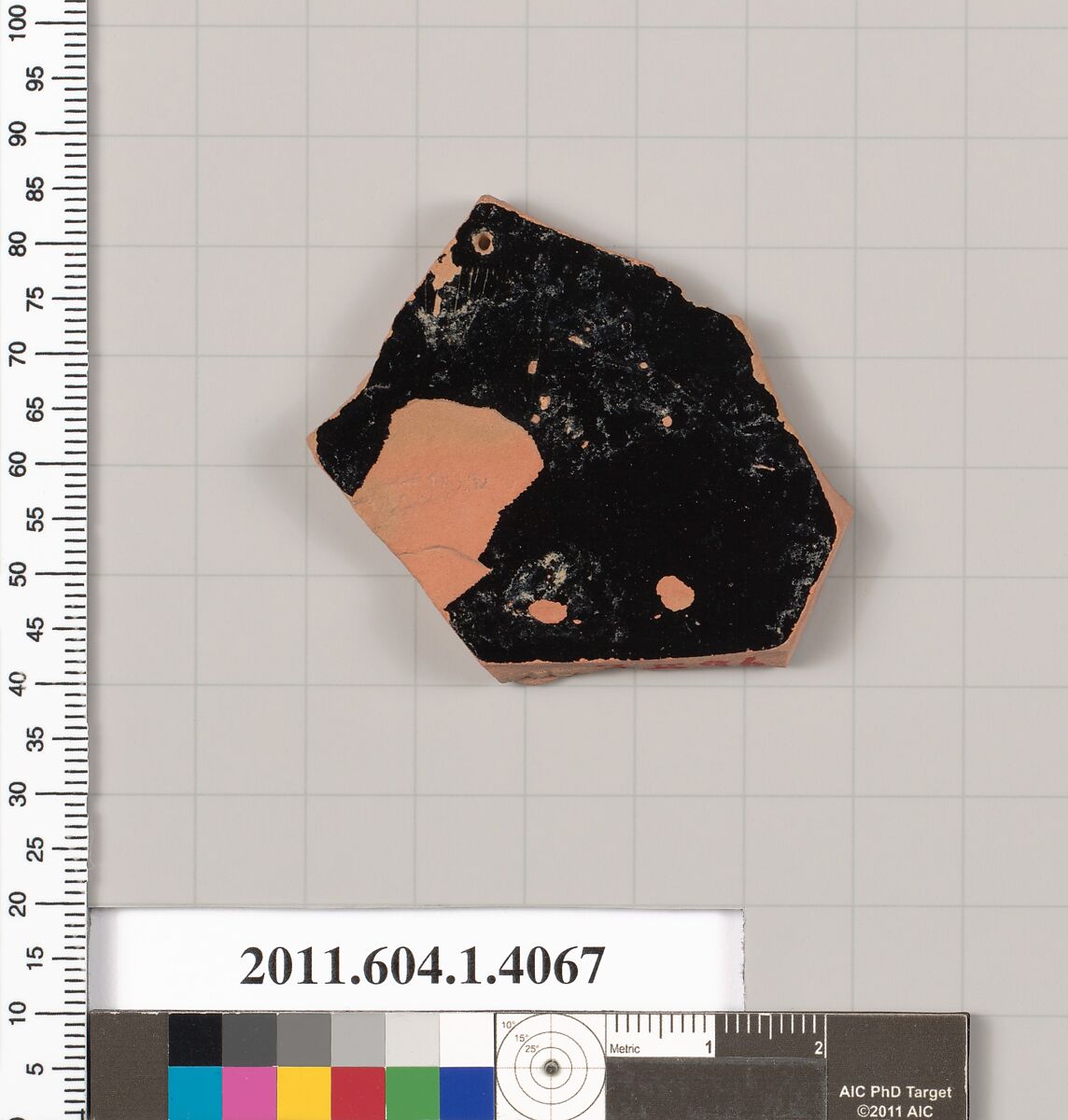 Terracotta fragment of a kylix (drinking cup), Terracotta, Greek, Attic