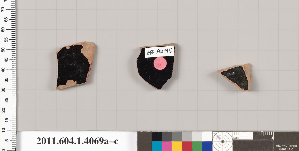 Terracotta fragments of kylikes (drinking cups), Terracotta, Greek, Attic