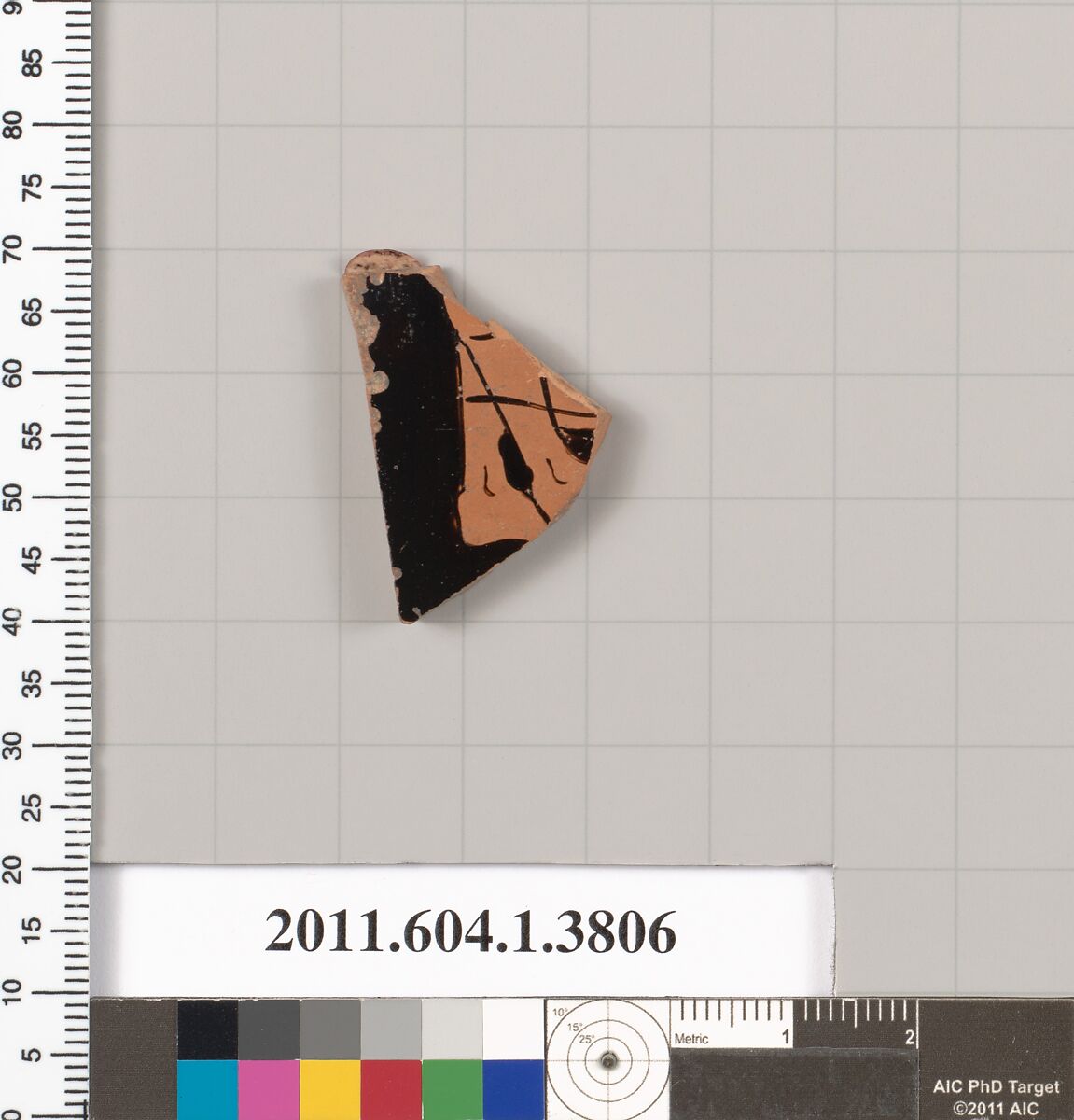 Terracotta fragment of a kylix (drinking cup), Terracotta, Greek, Attic