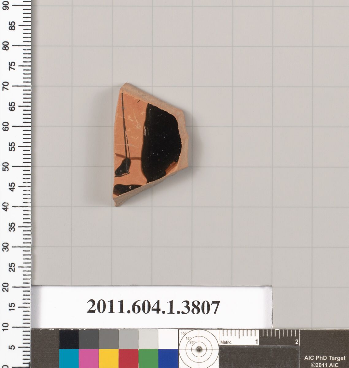 Terracotta fragment of a kylix (drinking cup), Terracotta, Greek, Attic