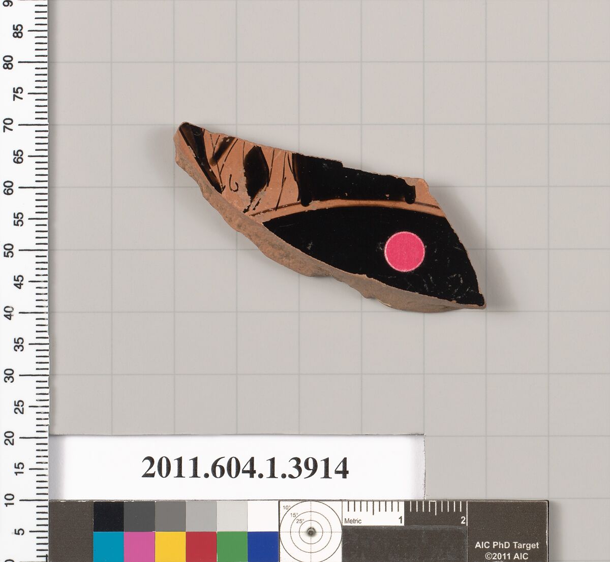 Terracotta fragment of a kylix (drinking cup), Terracotta, Greek, Attic