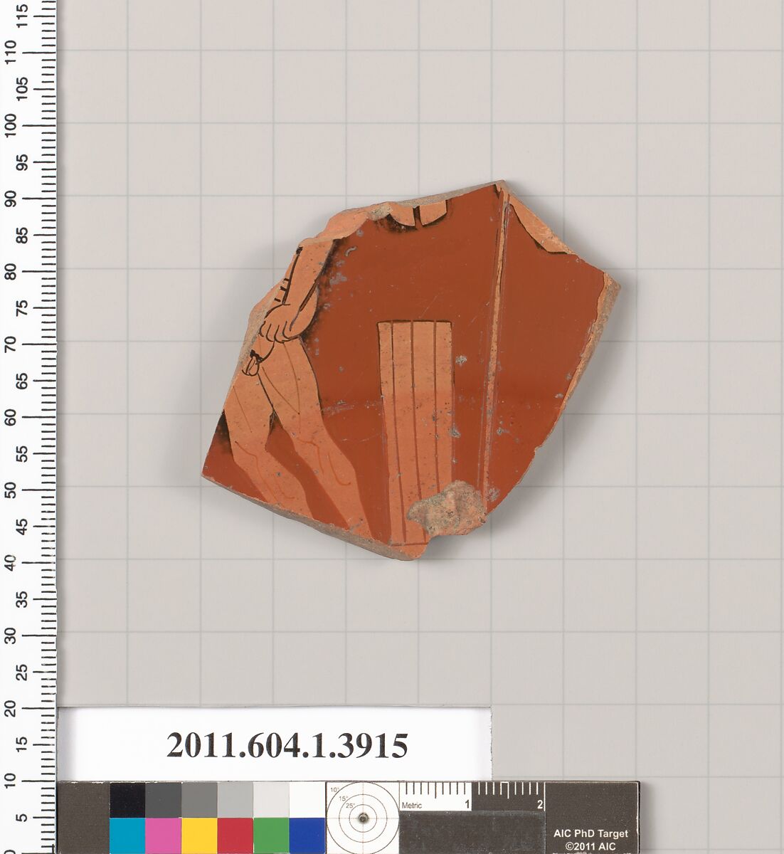 Terracotta fragment of a kylix (drinking cup), Terracotta, Greek, Attic