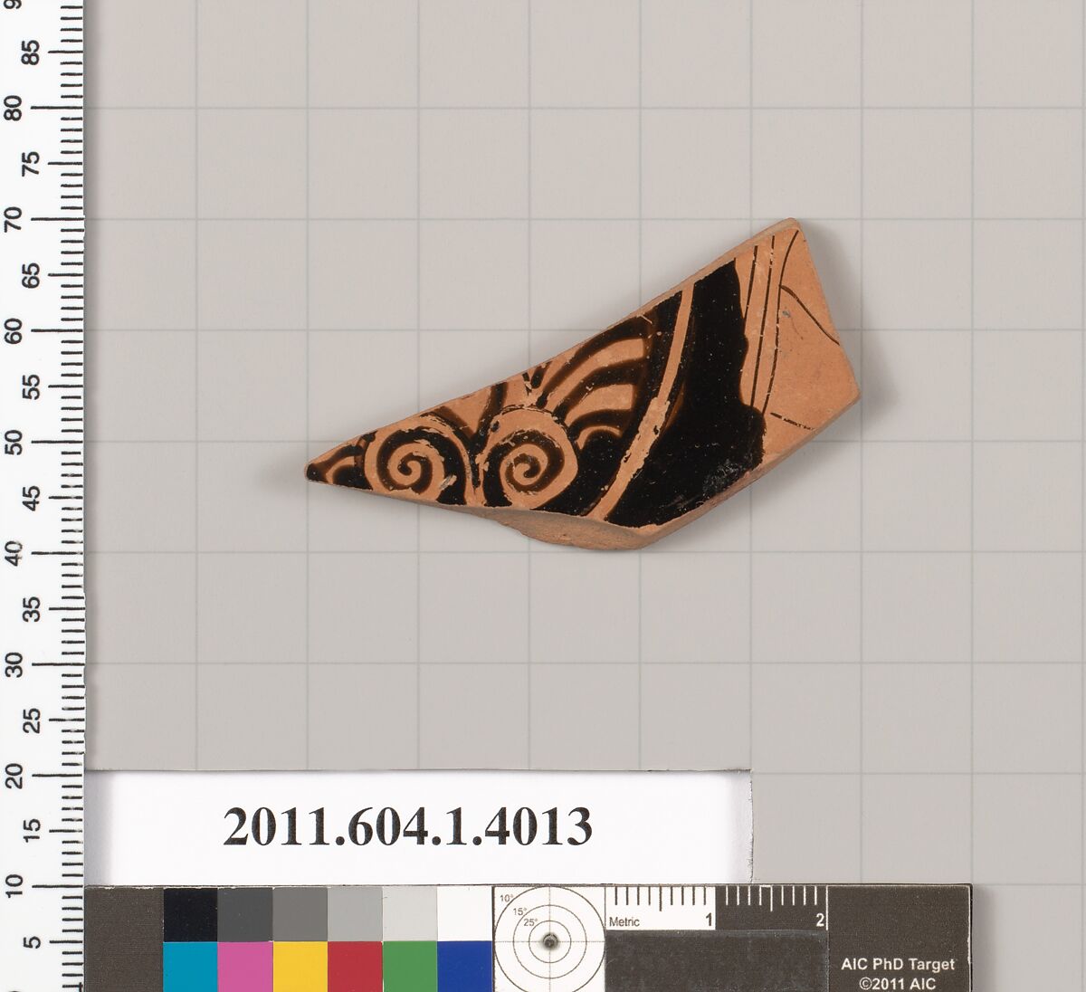 Terracotta fragment of a kylix (drinking cup), Terracotta, Greek, Attic