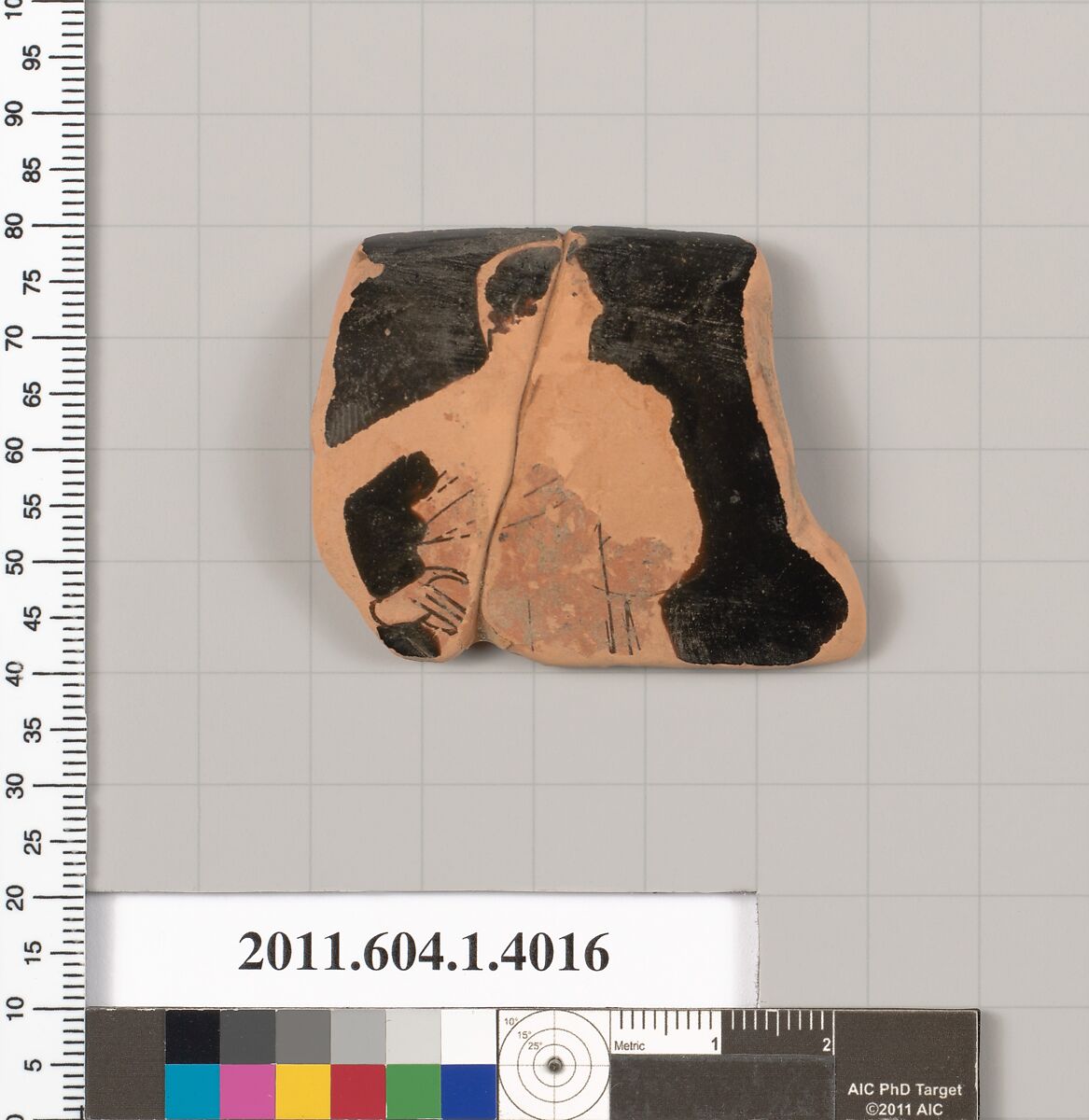Terracotta fragment of a kylix (drinking cup), Terracotta, Greek, Attic