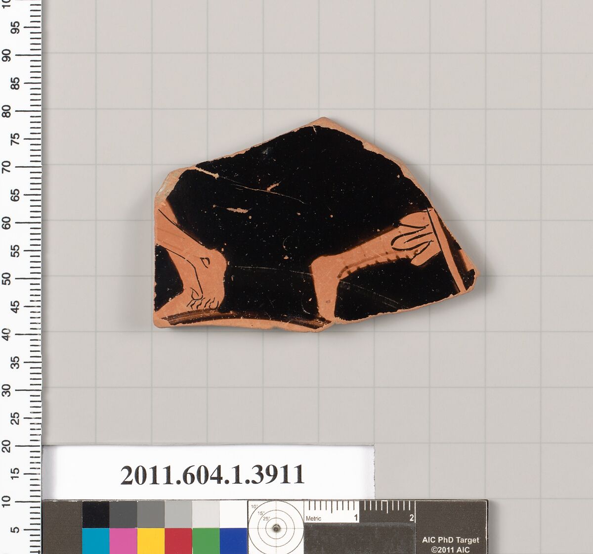 Terracotta fragment of a kylix (drinking cup), Attributed to the Pistoxenos Painter [Dyfri Williams], Terracotta, Greek, Attic