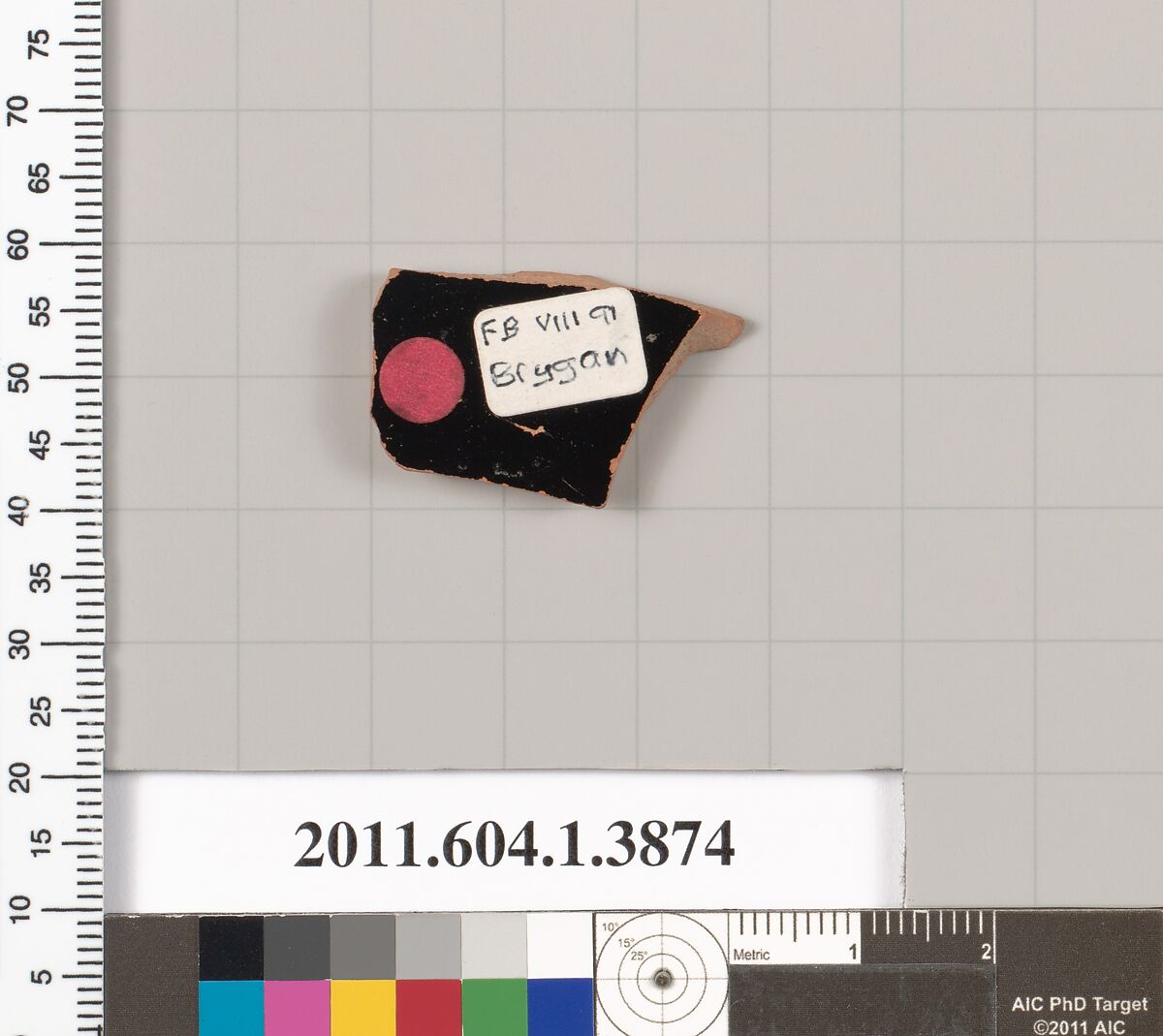 Terracotta fragment of a kylix (drinking cup), Attributed as Brygan [DvB], Terracotta, Greek, Attic