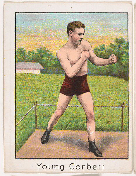 Young Corbett, from the Champion Athlete and Prize Fighter series (T220), issued by Mecca and Tolstoi Cigarettes, Issued by Mecca Cigarettes (American), Commercial color lithograph 