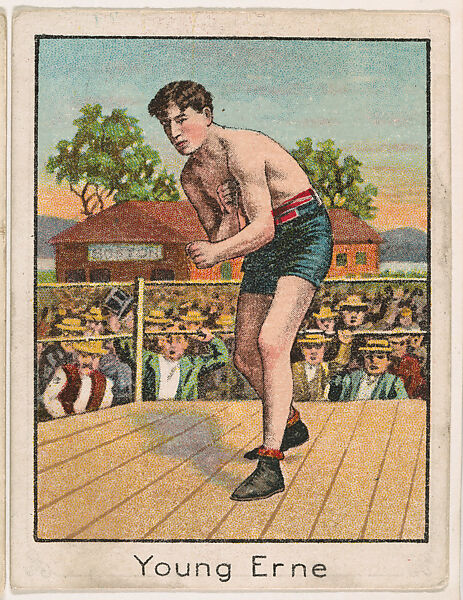 Young Erne, from the Champion Athlete and Prize Fighter series (T220), issued by Mecca and Tolstoi Cigarettes, Issued by Mecca Cigarettes (American), Commercial color lithograph 
