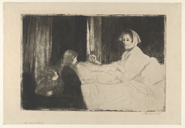 The Sick Mother, Paul-Albert Besnard (French, Paris 1849–1934 Paris), Etching and drypoint; sixth state of six 