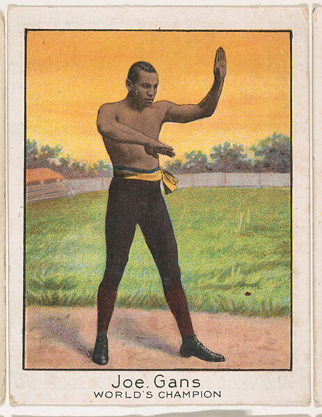 Joe Gans, from the Champion Athlete and Prize Fighter series (T220), issued by Mecca and Tolstoi Cigarettes, Issued by Mecca Cigarettes (American), Commercial color lithograph 