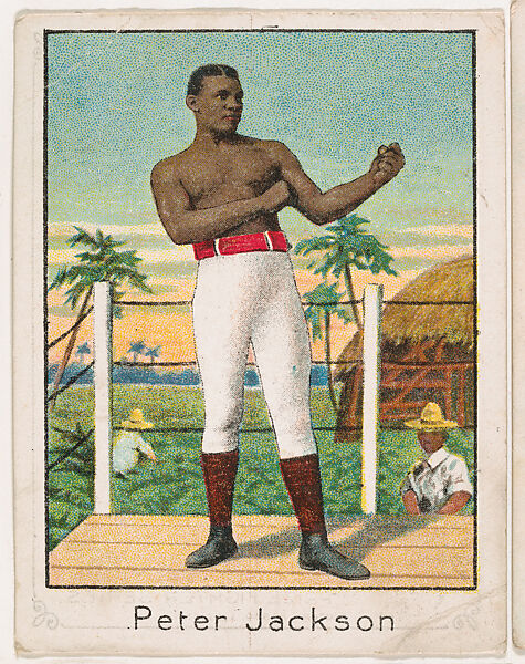 Peter Jackson, from the Champion Athlete and Prize Fighter series (T220), issued by Mecca and Tolstoi Cigarettes, Issued by Mecca Cigarettes (American), Commercial color lithograph 