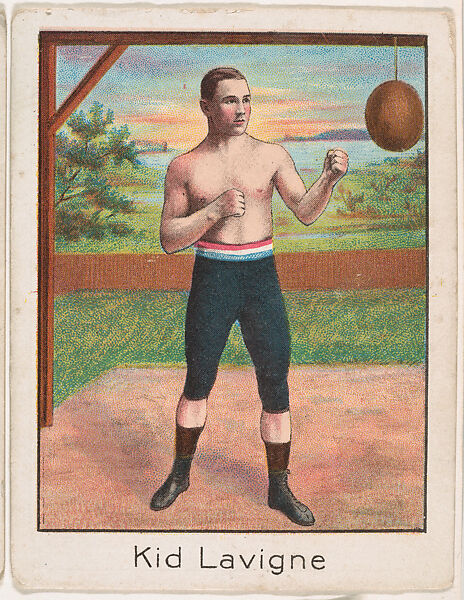 Kid Lavigne, from the Champion Athlete and Prize Fighter series (T220), issued by Mecca and Tolstoi Cigarettes, Issued by Mecca Cigarettes (American), Commercial color lithograph 