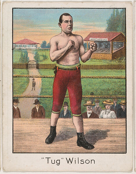 "Tug" Wilson, from the Champion Athlete and Prize Fighter series (T220), issued by Mecca and Tolstoi Cigarettes, Issued by Mecca Cigarettes (American), Commercial color lithograph 