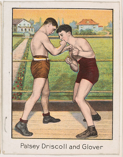 Patsey Driscoll and Glover, from the Champion Athlete and Prize Fighter series (T220), issued by Mecca and Tolstoi Cigarettes, Issued by Mecca Cigarettes (American), Commercial color lithograph 