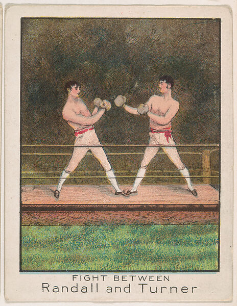 Fight between Randall and Turner, from the Champion Athlete and Prize Fighter series (T220), issued by Mecca and Tolstoi Cigarettes, Issued by Mecca Cigarettes (American), Commercial color lithograph 