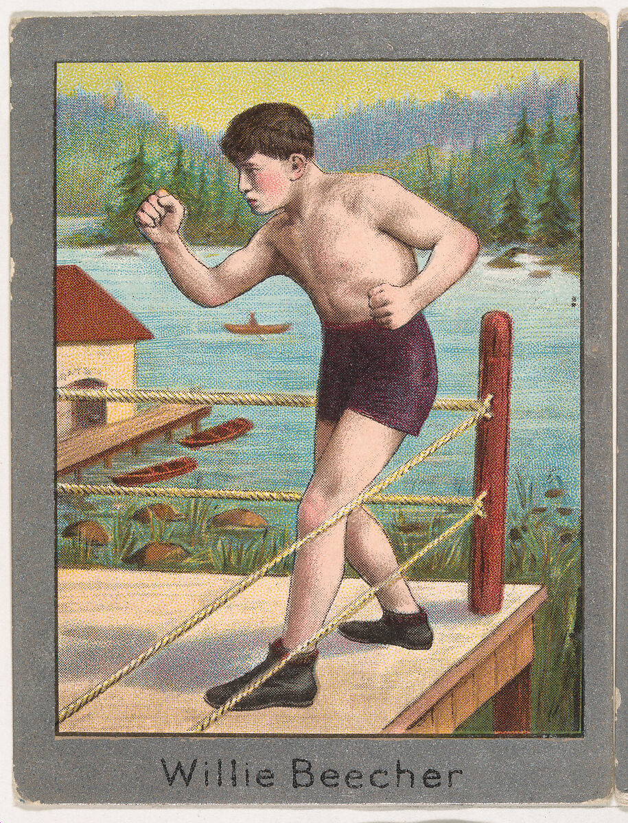Willie Beecher, from the Champion Athlete and Prize Fighter series (T220), issued by Mecca and Tolstoi Cigarettes, Issued by Mecca Cigarettes (American), Commercial color lithograph 
