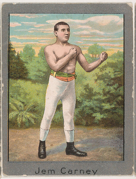 Jem Carney, from the Champion Athlete and Prize Fighter series (T220), issued by Mecca and Tolstoi Cigarettes, Issued by Mecca Cigarettes (American), Commercial color lithograph 