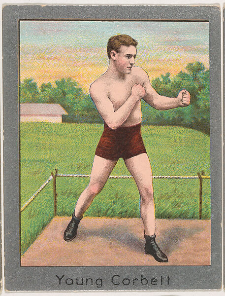 Young Corbett, from the Champion Athlete and Prize Fighter series (T220), issued by Mecca and Tolstoi Cigarettes, Issued by Mecca Cigarettes (American), Commercial color lithograph 