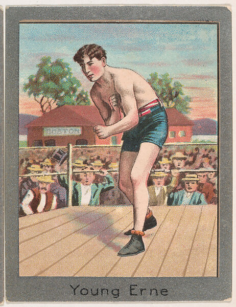 Young Erne, from the Champion Athlete and Prize Fighter series (T220), issued by Mecca and Tolstoi Cigarettes, Issued by Mecca Cigarettes (American), Commercial color lithograph 