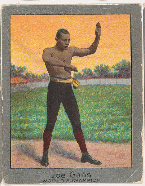 Joe Gans, from the Champion Athlete and Prize Fighter series (T220), issued by Mecca and Tolstoi Cigarettes, Issued by Mecca Cigarettes (American), Commercial color lithograph 