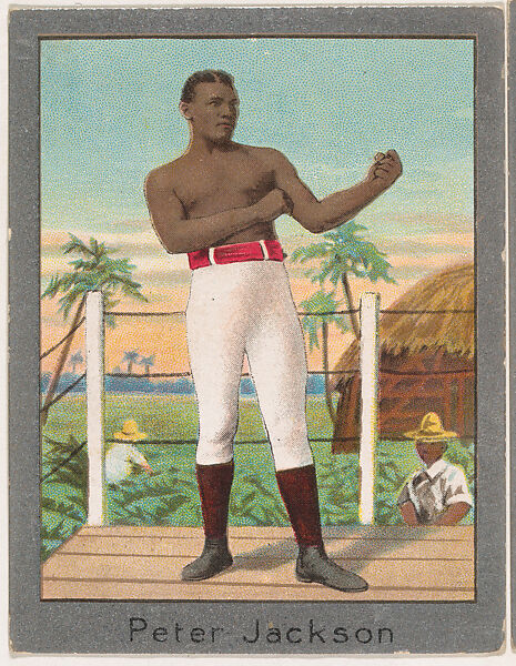 Peter Jackson, from the Champion Athlete and Prize Fighter series (T220), issued by Mecca and Tolstoi Cigarettes, Issued by Mecca Cigarettes (American), Commercial color lithograph 