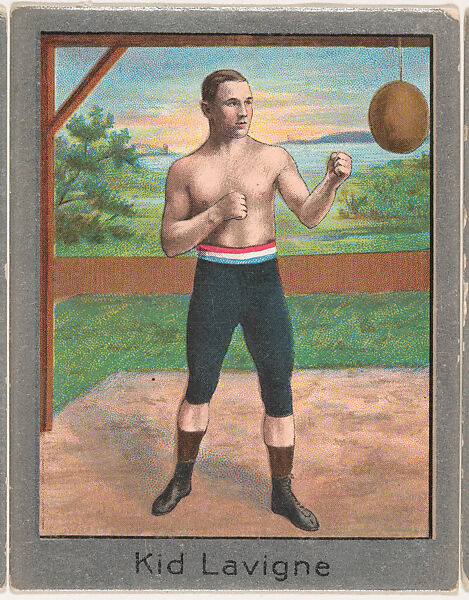 Kid Lavigne, from the Champion Athlete and Prize Fighter series (T220), issued by Mecca and Tolstoi Cigarettes, Issued by Mecca Cigarettes (American), Commercial color lithograph 