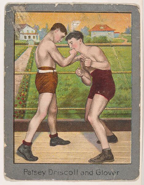 Patsey Driscoll and Glover, from the Champion Athlete and Prize Fighter series (T220), issued by Mecca and Tolstoi Cigarettes, Issued by Mecca Cigarettes (American), Commercial color lithograph 