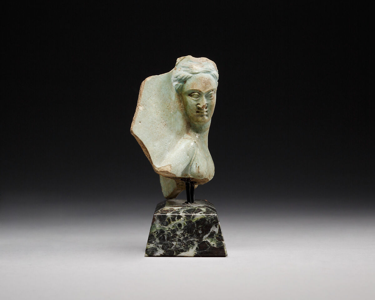 Vase fragment depicting Berenike II, Faience