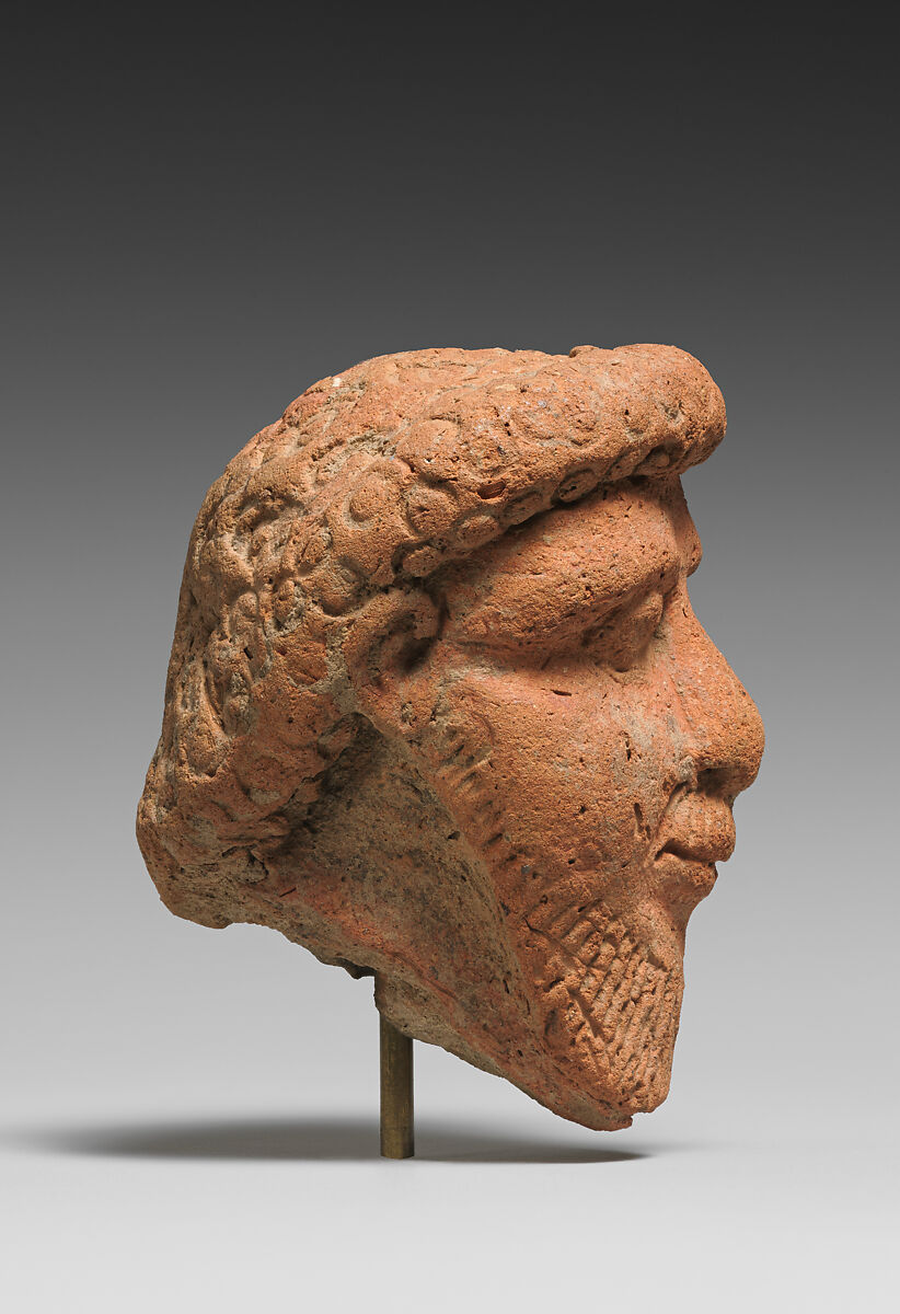 Head of a bearded man, Pottery