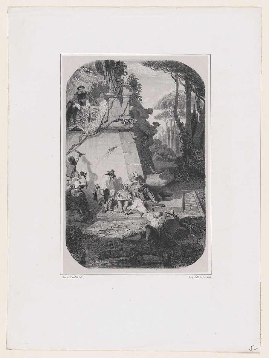 A Siesta in Italy, Henri-Charles-Antoine Baron (French, Besançon 1816–1885 Geneva), Lithograph 