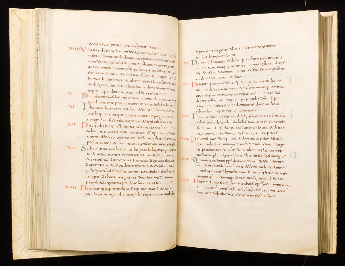 Gospel Book, Ink and opaque watercolor on parchment; modern leather binding, Carolingian