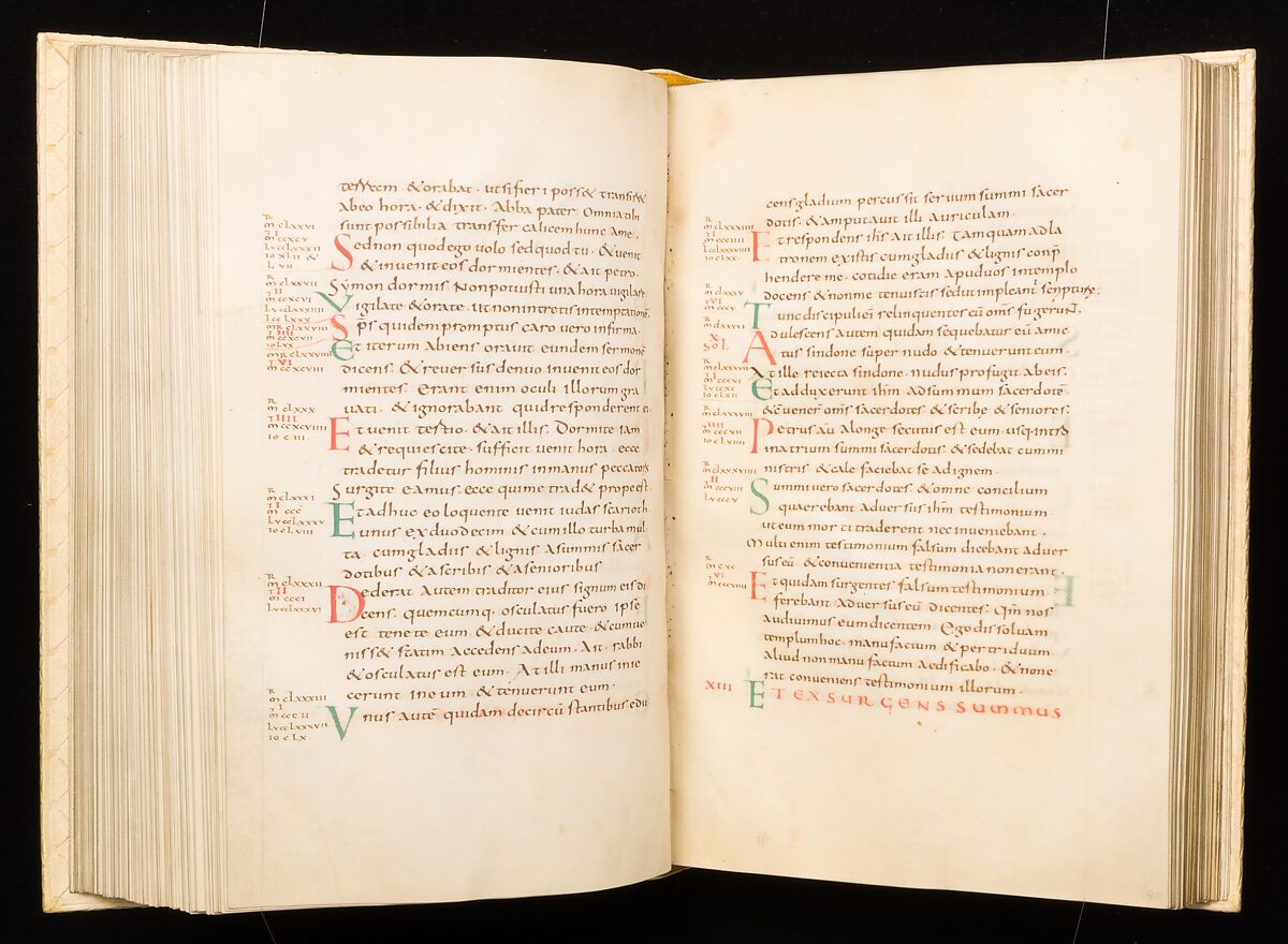 Gospel Book, Ink and opaque watercolor on parchment; modern leather binding, Carolingian